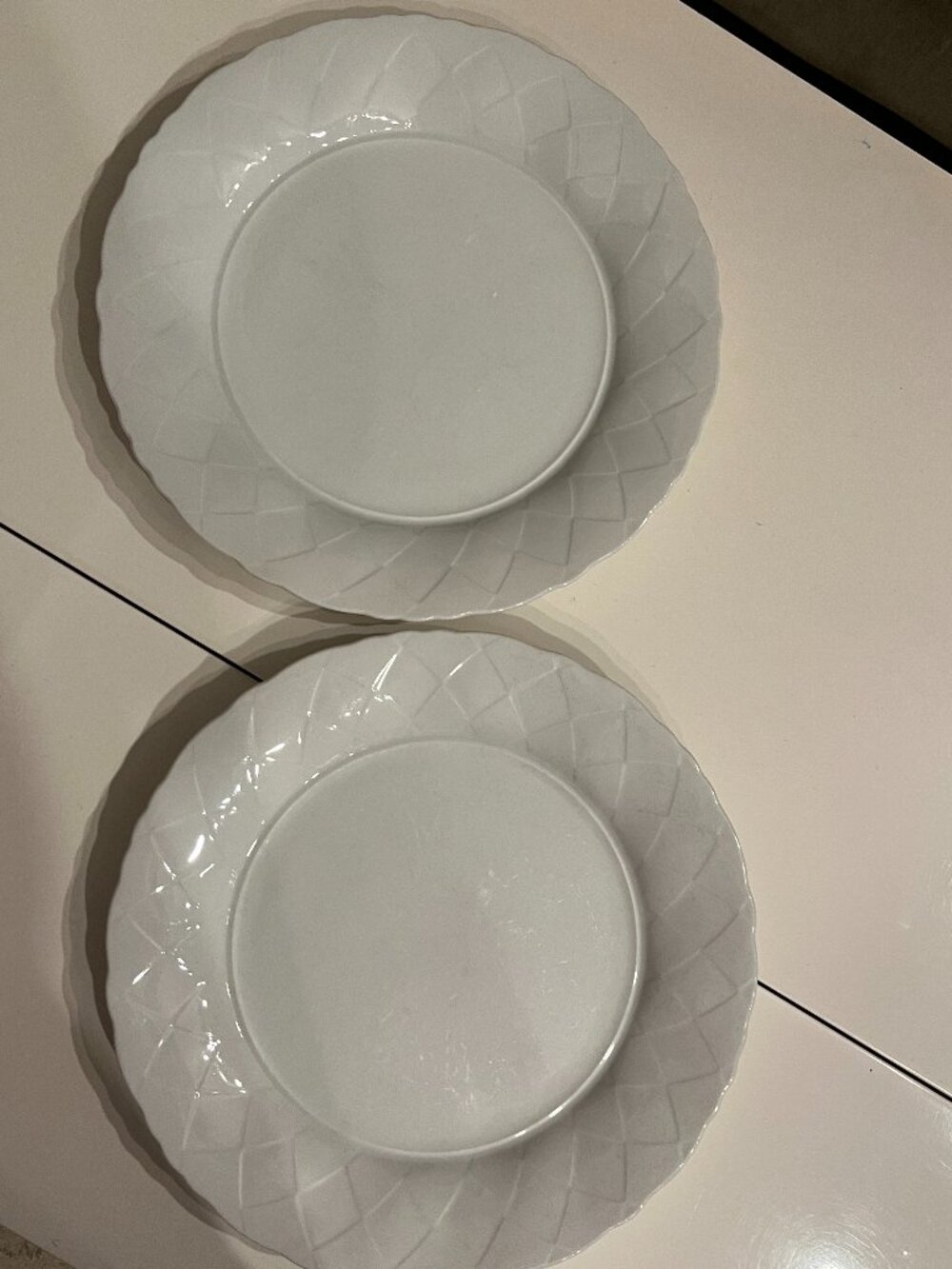 Lindt-Stymeist Diamond White 11" Dinner Plates (Set of 2 ) Retro MCM